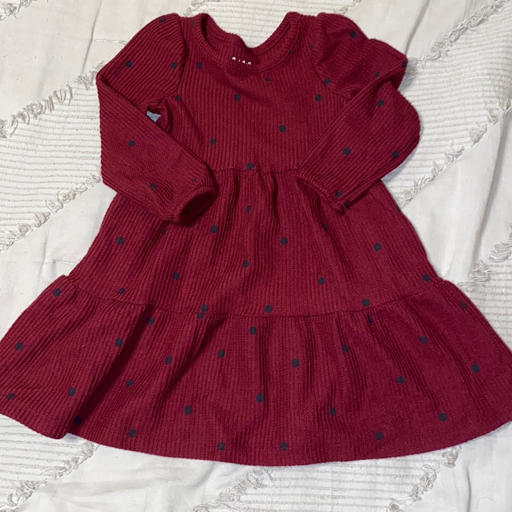 Cat & Jack maroon dress w/ black polka dots